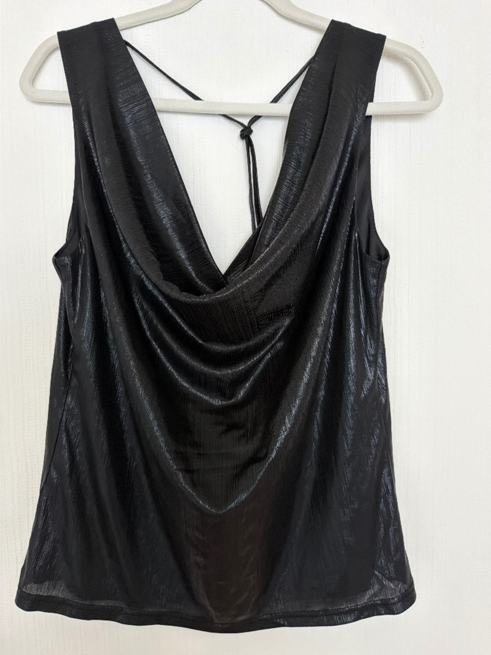 New York & Company Black Shimmer Cowl Neck Top Size Medium NWT